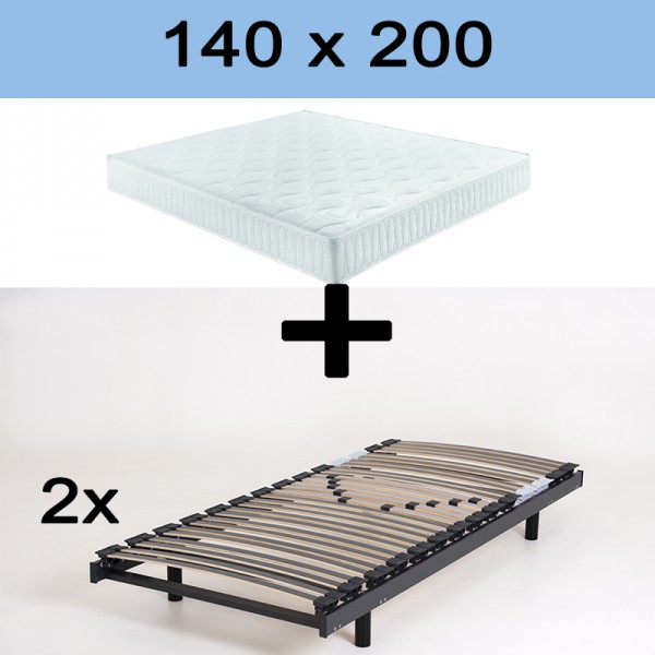 Pack Sommiers fixe et Matelas Luna pocket 5 - 140 x 200