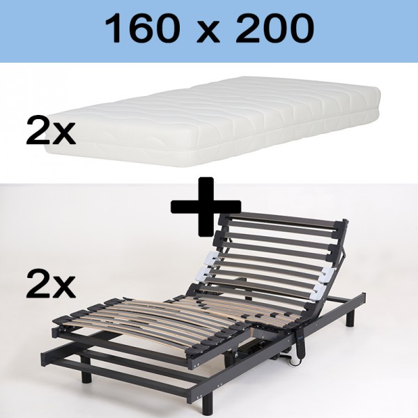 Pack Sommiers électrique et Matelas Aurore pocket 7 - 160x 200  (2x80)