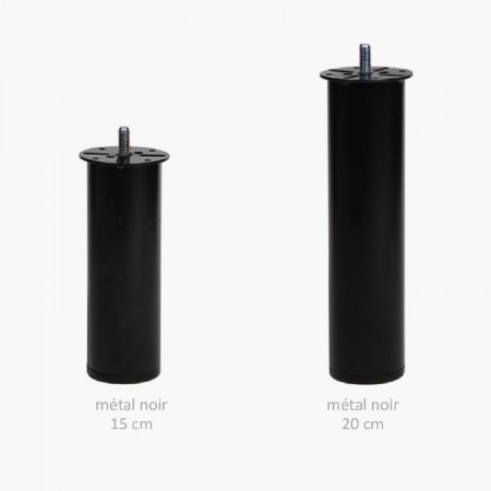 4 pieds métal Noir 15 ou 20 cm