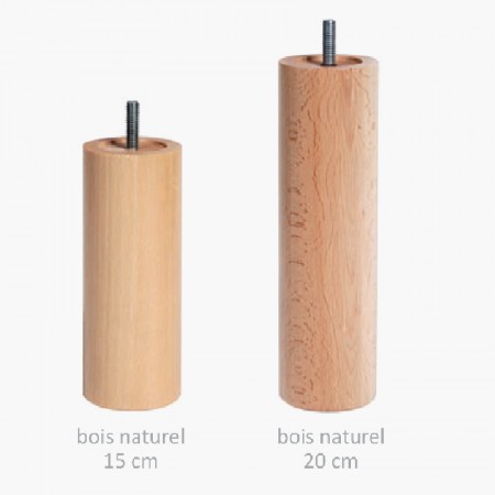 4 pieds en bois naturel 15 ou 20 cm